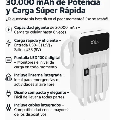 🔋 Power Bank IRM PRO13 | 30.000 mAh | Carga Súper Rápida