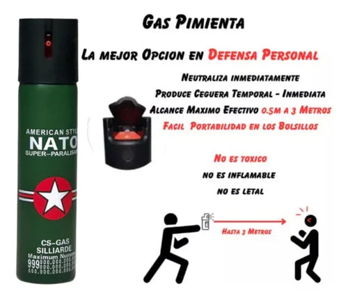 🔐 Defensa Personal NATO Super Paralisante CS Gas – 110 ml